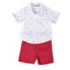 camisa gafas blanca cuello bermuda pantalón rojo vestir tipo chino babybol minibol moda infantil niño 19283 1 100x100 - Polo+bermuda amarillo