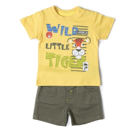 camiseta algodon amarillo bermuda pantalon corto verde caqui tigre babybol moda nino infantil 19259 1 510x510 - Camiseta+bermuda Wild Africa