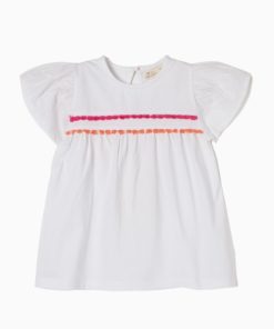 camiseta algodon flecos mangas con volantes blanca moda infantil zippy 247x296 - Camiseta Blanca con flecos