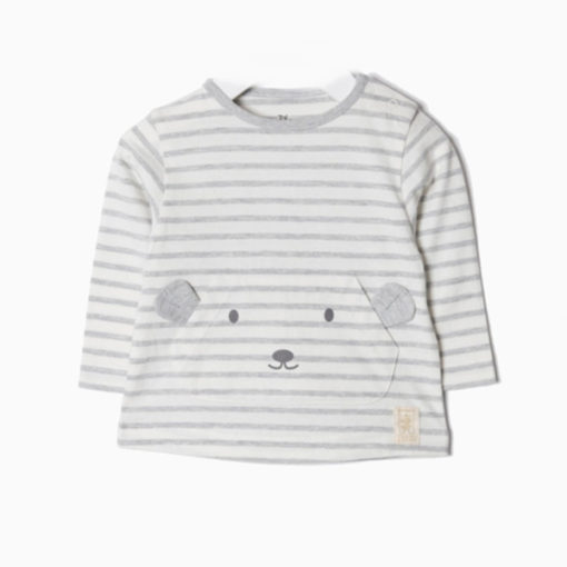 camiseta algodon manga larga blanca gris osito zippy moda infantil rebajas invierno 510x510 - Camiseta osito bolsillo