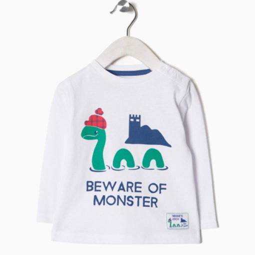 camiseta algodon manga larga blanca monstruo del lago ness nessy zippy moda infantil rebajas invierno 510x510 - Camiseta Nessy