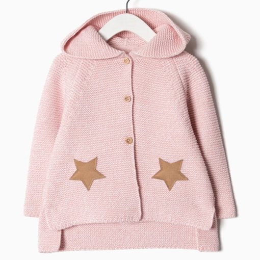 chaqueta abrigo tricot con capucha pompon rosa estrellas color marron moda infantil zippy invierno rebajas 510x510 - Chaqueta tricot con capucha