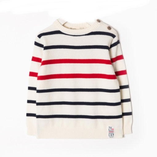 jersey blanco con rayas azul marino y rojas zippy moda infantil rebajas invierno el baul de yu 510x510 - Jersey punto rayas