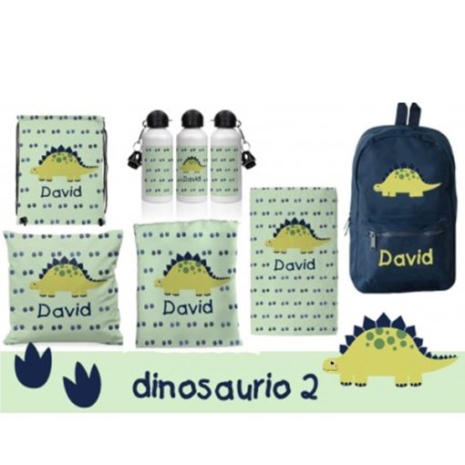 pack vuelta al cole personalizado con nombre mochila botella termo toalla cojin saco dino dinosaurios 2 510x510 - Mochila Dino Stegosaurus
