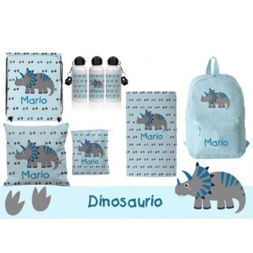 pack vuelta al cole personalizado con nombre mochila botella termo toalla cojin saco dino dinosaurios 510x510 - Mochila Dino Triceratops