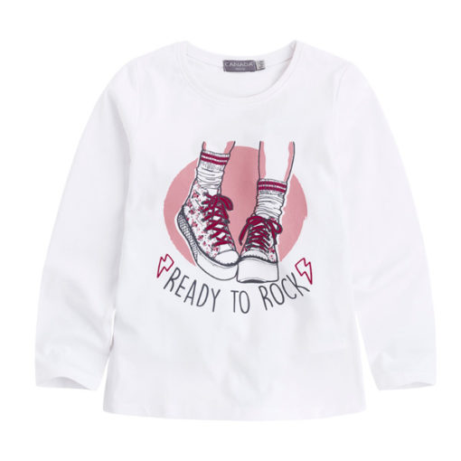 camiseta algodon color blanco con zapatillas tipo converse canada house moda infantil rebajas invierno T8JA2305 000TLC 510x510 - Camiseta Ready to Rock