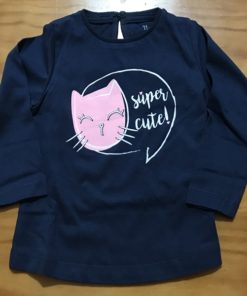 camiseta algodon manga larga azul marino gato rosa super cute zippy moda infantil rebajas primavera invierno 247x296 - Camiseta Súper Cute Gato