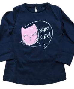 camiseta algodon manga larga azul marino gato rosa super cute zippy moda infantil rebajas primavera invierno 247x296 - Camiseta Súper Cute Gato
