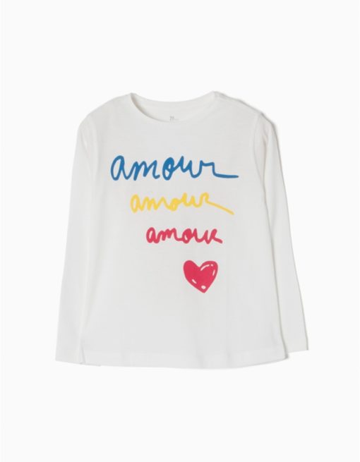 camiseta de algodon blanco amour manga larga zippy moda infantil rebajas invierno 510x655 - Camiseta Amour