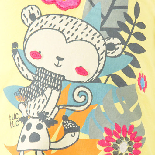camiseta de algodon color amarilla con flores y mono wildness moda infantil rebajas invierno 39384 3 510x510 - Camiseta lima Wildness