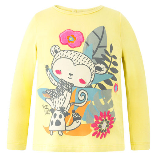 camiseta de algodon color amarilla con flores y mono wildness moda infantil rebajas invierno 39384 510x510 - Camiseta lima Wildness