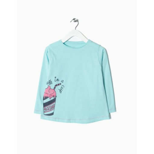 camiseta de algodon color azul turquesa con batido de fresa moda infantil rebajas invierno zippy 510x510 - Camiseta Milk Shake
