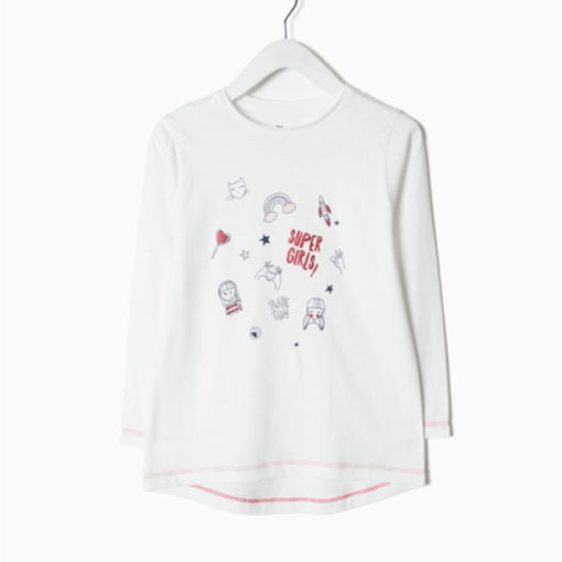 camiseta de algodon color blanco supergirls moda infantil rebajas invierno zippy 510x510 - Camiseta Supergirls