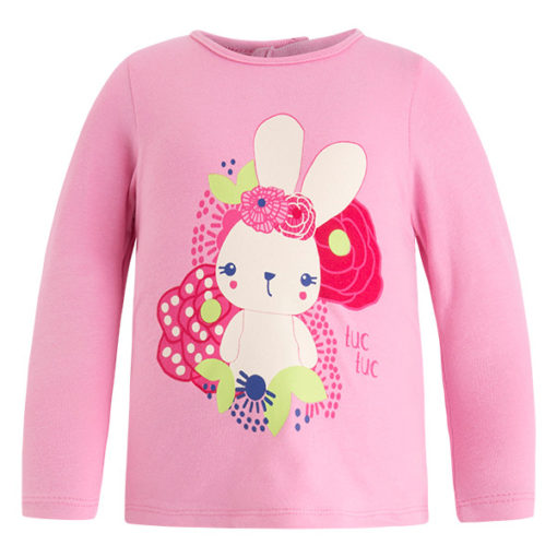 camiseta de algodon color rosa con flores y conejo fabula moda infantil rebajas invierno 39344 510x510 - Camiseta Conejito Fábula