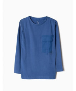 camiseta manga larga algodon moda infantil rebajas invierno zippy azul con bolsillo 247x296 - Camiseta azul bolsillo