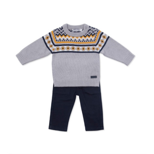 conjunto dos piezas jersey punto gris manga larga con pantalon azul marino moda infantil rebajas babybol 28278 510x510 - Jersey+pantalón chino