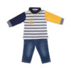 conjunto dos piezas polo manga larga rayas colores azul marino y amarillo con pantalon vaquero 28231 100x100 - Pantalón felpa rojo