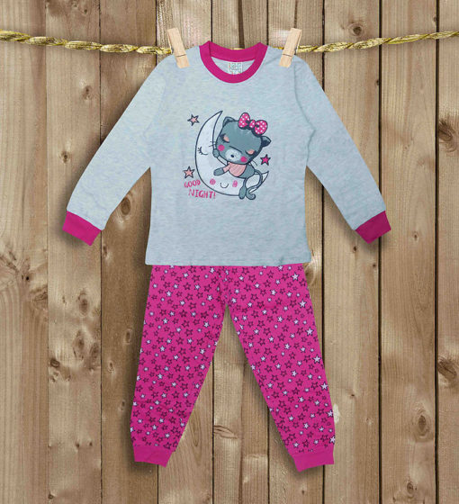 pijama algodon color gris rosa osita en la luna tobogan moda infantil rebajas invierno 510x560 - Pijama Osita en la Luna