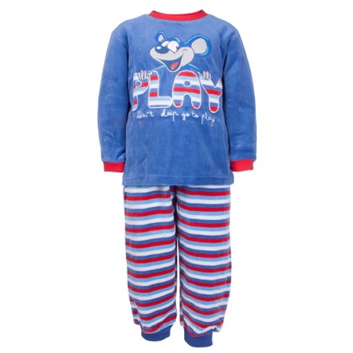 pijama tundosado kinanit raton play color azul rayas rojas moda infantil rebajas invierno 510x510 - Pijama tundosado Play