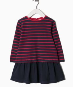 vestido algodon color azul marino y rayas rojas manga larga zippy moda infantil rebajas invierno 247x296 - Vestido marino rayas rojas