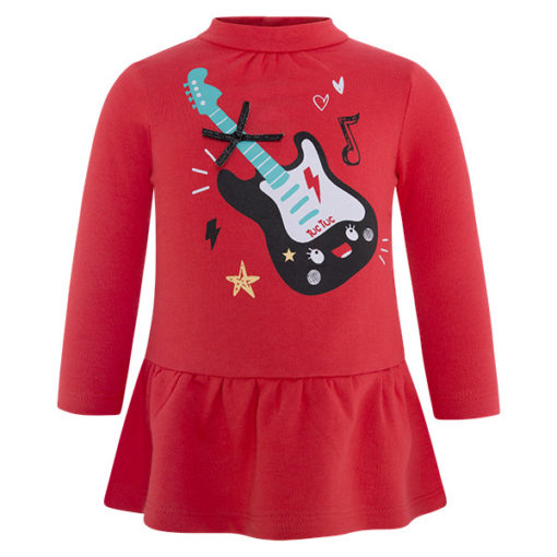 vestido algodon color rojo con guitarra electrica bajo no rules tuctuc moda infantil rebajas invierno 39273 510x510 - Vestido felpa volante No Rules