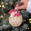 Bola de navidad personalizada madera abrazos artesanos bebe 100x100 - Abrazo Conejo madera y metacrilato