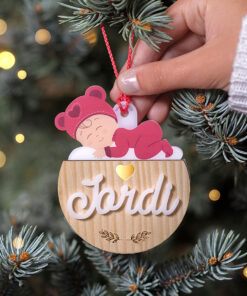 Bola de navidad personalizada madera abrazos artesanos bebe 247x296 - Abrazo Bebé madera y metacrilato