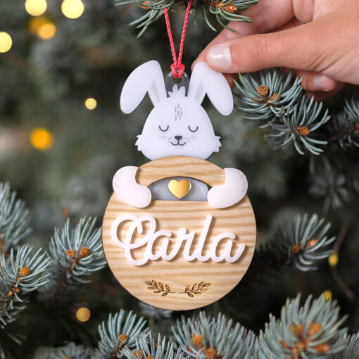 Bola de navidad personalizada madera abrazos artesanos conejo 510x510 - Abrazo Conejo madera y metacrilato