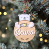 Bola de navidad personalizada madera abrazos artesanos oso 100x100 - Abrazo Gato madera y metacrilato