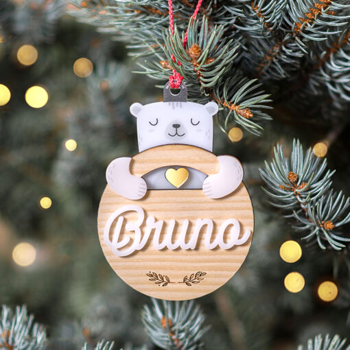 Bola de navidad personalizada madera abrazos artesanos oso 510x510 - Abrazo Oso madera y metacrilato