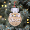 Bola de navidad personalizada madera abrazos artesanos perro 100x100 - Abrazo Oso madera y metacrilato