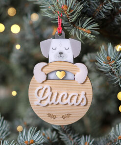 Bola de navidad personalizada madera abrazos artesanos perro 247x296 - Abrazo Perro madera y metacrilato