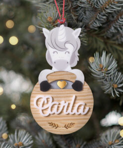 Bola de navidad personalizada madera abrazos artesanos unicornio 247x296 - Abrazo Unicornio madera y metacrilato
