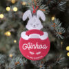 Bola de navidad personalizada metacrilato rojo carmesi abrazos artesanos conejo 100x100 - Abrazo Unicornio madera y metacrilato