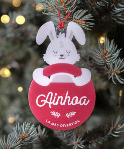 Bola de navidad personalizada metacrilato rojo carmesi abrazos artesanos conejo 247x296 - Abrazo Conejo carmesí