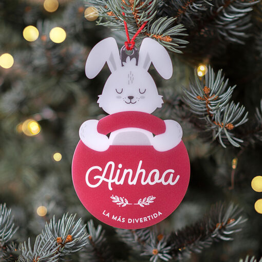 Bola de navidad personalizada metacrilato rojo carmesi abrazos artesanos conejo 510x510 - Abrazo Conejo carmesí