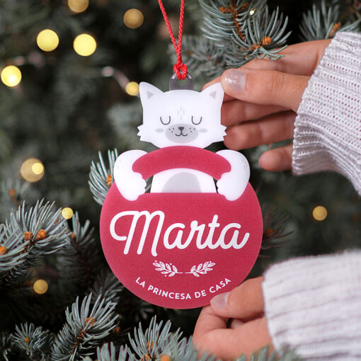 Bola de navidad personalizada metacrilato rojo carmesi abrazos artesanos gato 510x510 - Abrazo Gato carmesí
