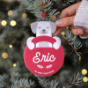 Bola de navidad personalizada metacrilato rojo carmesi abrazos artesanos perro 100x100 - Abrazo Pingüino carmesí