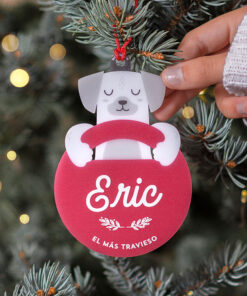 Bola de navidad personalizada metacrilato rojo carmesi abrazos artesanos perro 247x296 - Abrazo Perro carmesí
