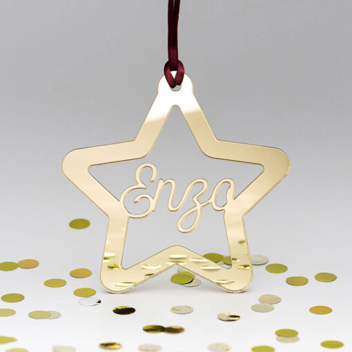Bola estrella de navidad nombre silueta adorno arbol regalos reyes magos papa noel metacrilato blanco oro espejo 510x510 - Estrella silueta