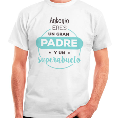 camiseta algodon manga corta dia del padre eres un gran padre y un super abuelo - Camiseta Superabuelo