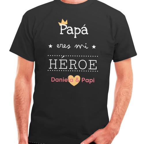 camiseta algodon manga corta dia del padre papa eres mi heroe - Camiseta papá eres mi héroe