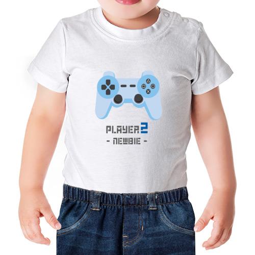 camiseta algodon manga corta dia del padre player one mando consola videojuegos gamer infantil bebe azul - Camiseta bebé player 2