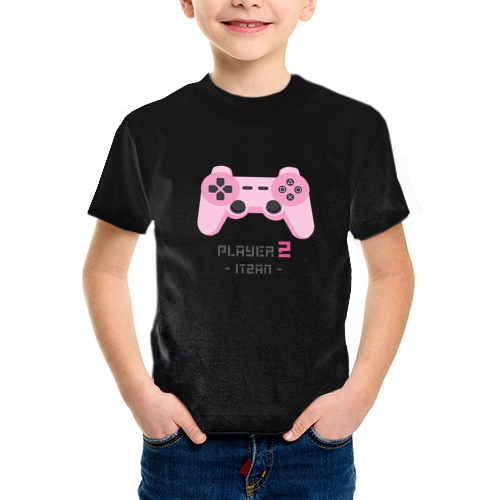 camiseta algodon manga corta dia del padre player one mando consola videojuegos gamer infantil rosa - Camiseta player 2