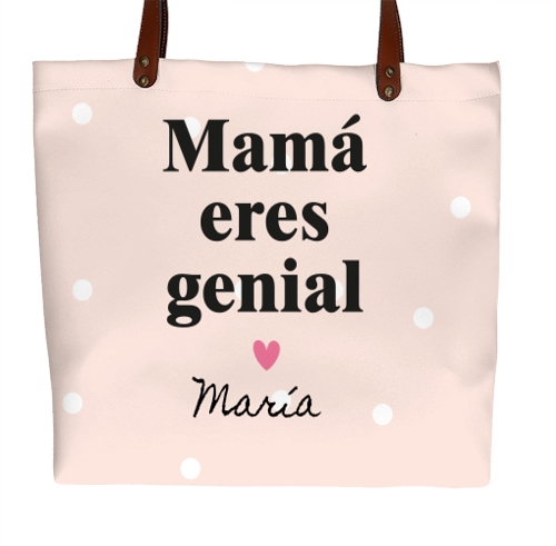 bolso polipiel shopper personalizado regalo original dia de la madre mama eres genial - Bolso polipiel mamá eres genial