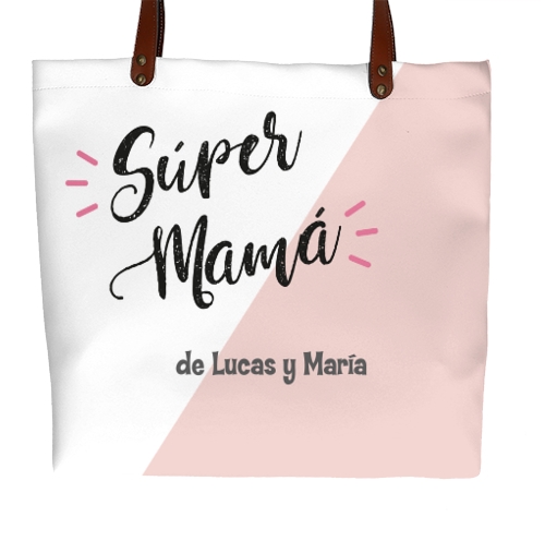 bolso polipiel shopper personalizado regalo original dia de la madre super mama - Bolso polipiel Supermamá