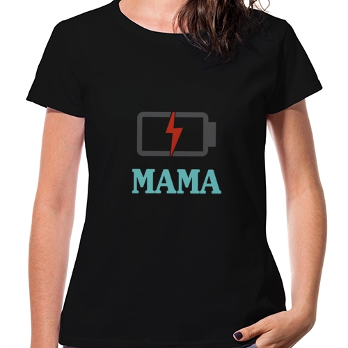 camiseta algodon manga corta dia de la madre regalo mama bateria agotada - Camiseta Batería baja
