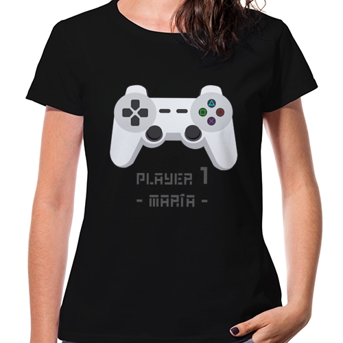 camiseta algodon manga corta dia de la madre regalo mama gamer videojuegos - Camiseta player 1 mamá