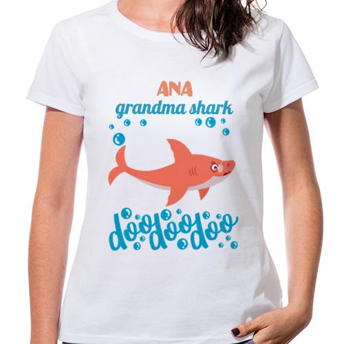 camiseta algodon manga corta dia de la madre regalo mama grandma shark - Camiseta grandma shark