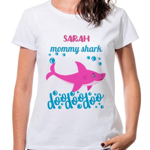 camiseta algodon manga corta dia de la madre regalo mama mummy shark - Camiseta mommy shark